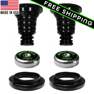 Metal Tech rear coil conversion kit stage 2 with key cones, showing all black and silver components side by side.