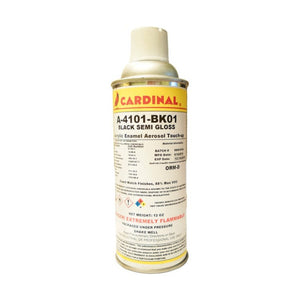 Cardinal A-4101-BK01 black semi-gloss acrylic enamel spray paint can, 12 oz aerosol touch-up.