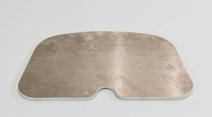 Blank metal cluster gauge panel for FJ40 dashboard, rectangular with rounded edges and a small notch at the bottom center.