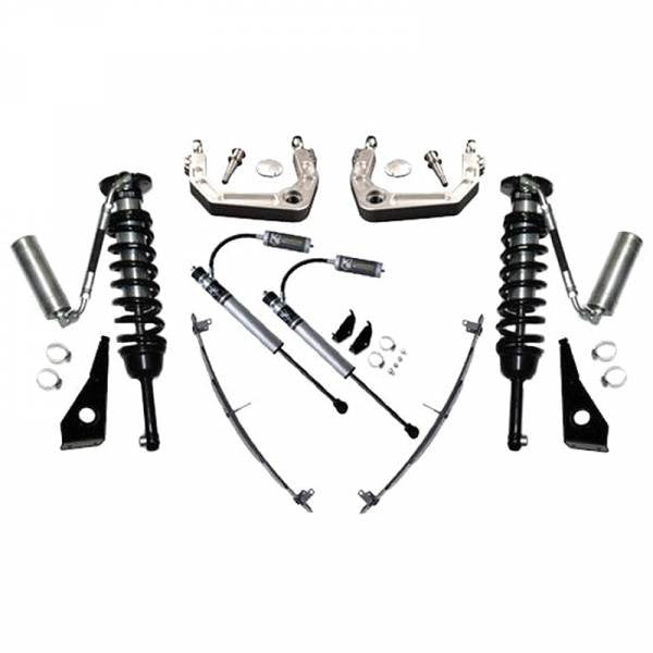 Complete Stage 4 suspension system kit for 1996-2004 Toyota Tacoma, including shocks, coilovers, and control arms.