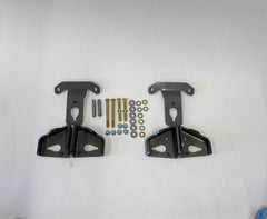 Total front frame reinforcement kit for Bronco 6G with metal brackets, bolts, washers, and spacers laid out on white background.
