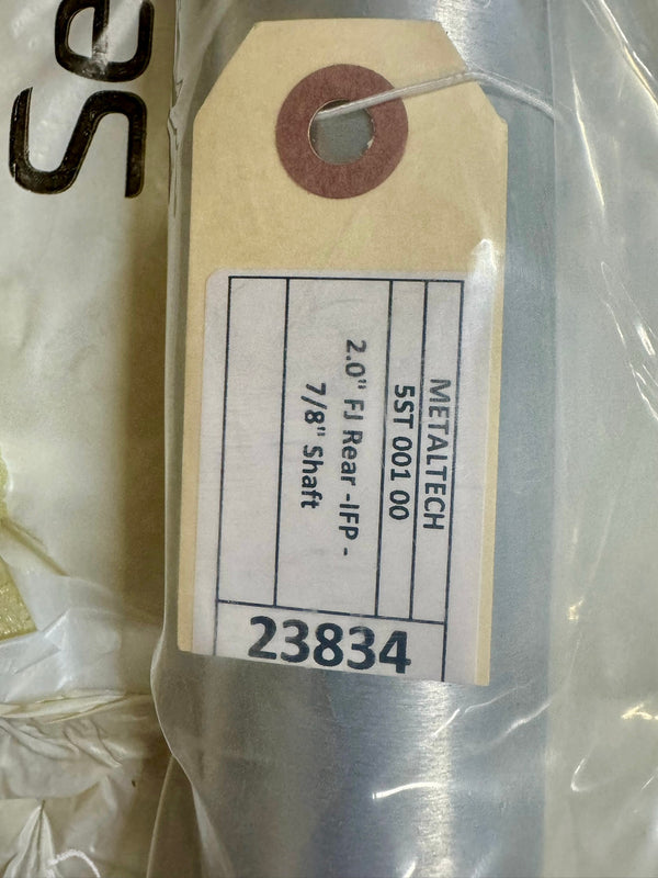 Close-up of product tag on Radflo 2.0 IFP rear shock packaging for Prado 120-150 with 7/8" shaft.