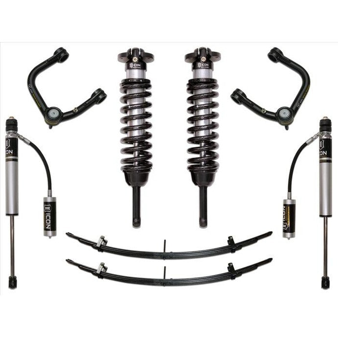 Complete ICON Stage 3 suspension system with tubular upper control arms for 2016+ Toyota Tacoma, laid out on white background.