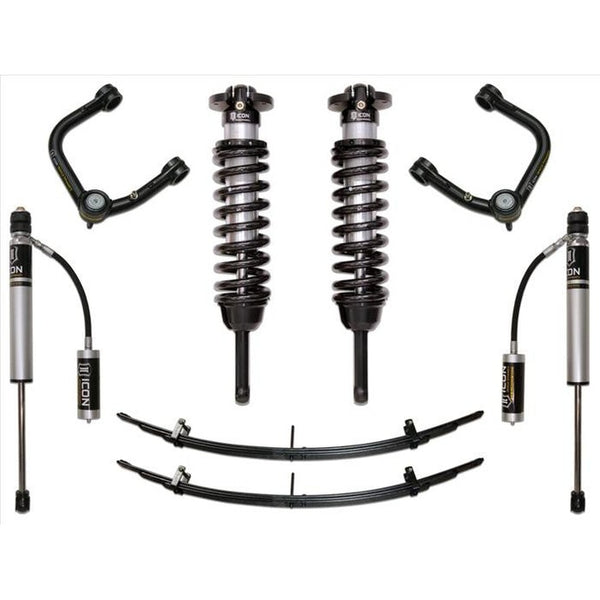 Complete ICON Stage 3 suspension system with tubular upper control arms for 2016+ Toyota Tacoma, laid out on white background.