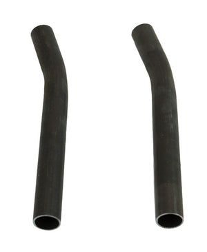 Pair of black metal roll cage A-to-B support tubes for FJ40 Land Cruiser, angled and hollow, isolated on white background.