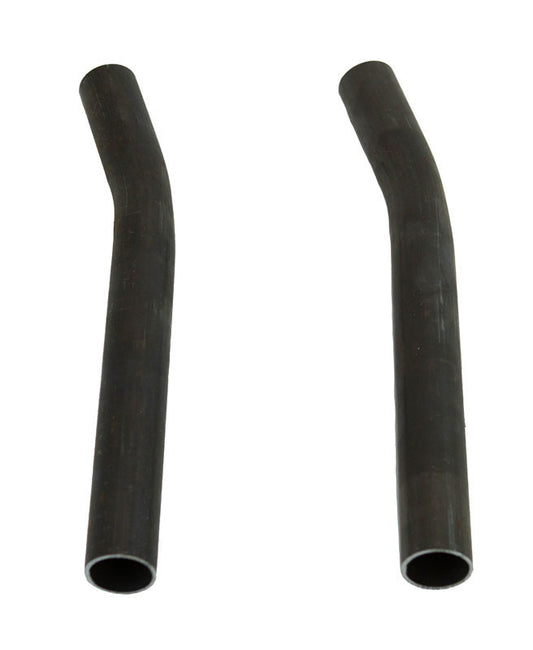 Pair of black metal roll cage A-to-B support tubes for FJ40 Land Cruiser, angled and hollow, isolated on white background.