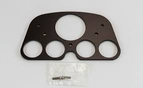 Black metal gauge cluster bezel for FJ40 Land Cruiser with mounting screws, shown on white background.