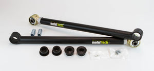 Pair of black adjustable rear lower links with bushings and hardware for 80 Series Land Cruiser and Lexus LX450.