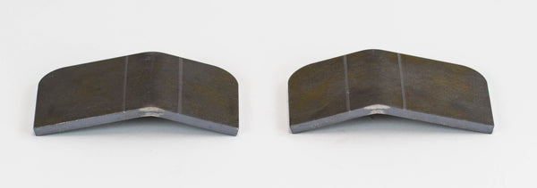 Pair of angled steel body mount chop plates for FJ Cruiser, shown on white background.