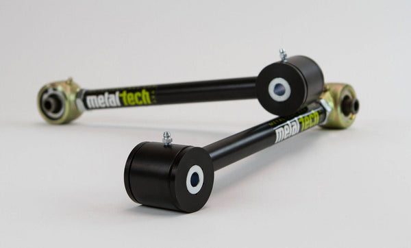 Pair of black Metal Tech rear upper suspension links for 2003-up Lexus GX470 and GX460, shown on white background.