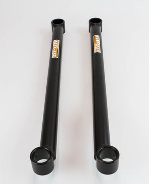 Pair of black offset lower control arms with Opor logo, designed for 100 Series Land Cruiser and LX470 suspension upgrades.