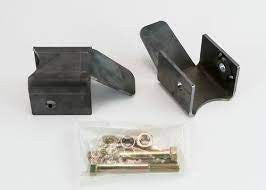 Two black metal lower link guards for FJ Cruiser and 4Runner with mounting hardware on a white background.