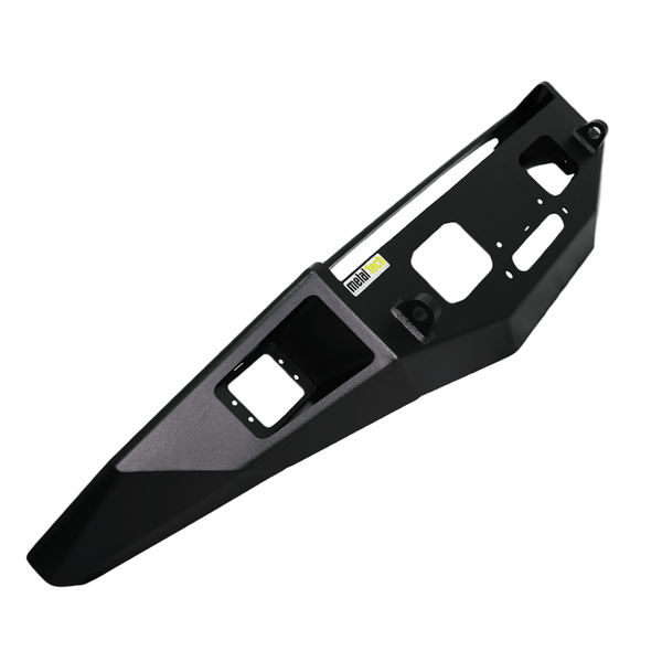 Black Metal Tech Phantom front bumper for FJ Cruiser with winch mount and reinforced steel construction.