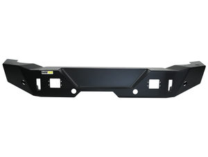 Black steel rear bumper for Bronco 6G with cutouts for lights and tow hooks, Metal Tech 4x4 logo visible.