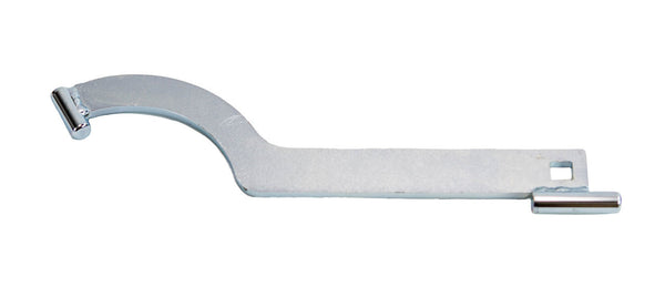 Silver metal coilover spanner wrench with curved end and square hole for Icon pin adjustment.