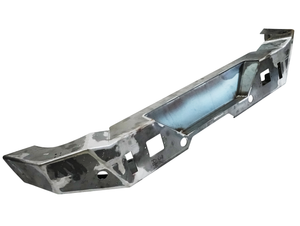 Raw metal Bronco 6G rear Aces High bumper by Metal Tech 4x4 with cutouts for lights and accessories.