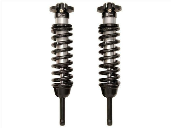 Pair of black front coilover shock absorbers with springs for 2007-2009 FJ Cruiser, GX470, and 4Runner vehicles.