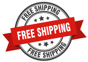 Red and white circular badge with "Free Shipping" text and stars in the center and around the edge.