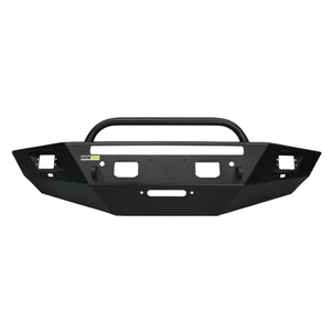 Front view of black Metal Tech Tiger Shark steel bumper for 2014-2023 Lexus GX460 with winch and light mounts.