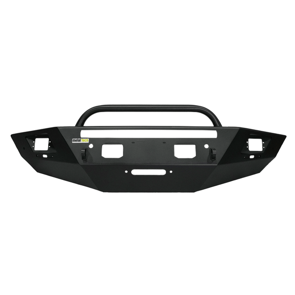 Front view of black Metal Tech Tiger Shark steel bumper for 2014-2023 Lexus GX460 with winch and light mounts.
