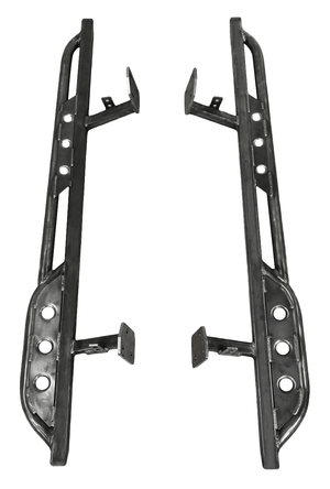 Pair of black steel rock sliders with mounting brackets for 2010-2013 Toyota 4Runner SR5 and Limited models.