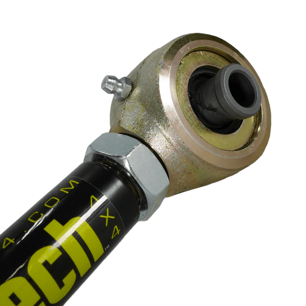 Close-up of Metal Tech rear upper link rod end with grease fitting for 2003-up Lexus GX470 and GX460 suspension.