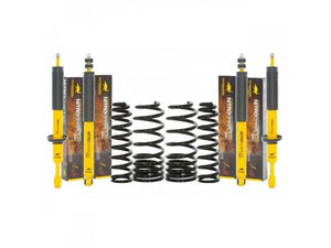 Yellow Nitrocharger Plus shocks and black coil springs for 2001-2007 Sequoia lift kit with branded packaging.