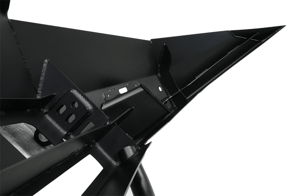 Close-up of black metal mounting brackets and welds on the Metal Tech Tiger Shark front bumper for Lexus GX460.