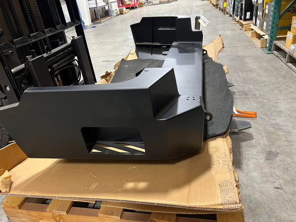 Matte black SD Metal Tech Stage 1 Lancer rear bumper for 2010 Lexus GX460, shown uninstalled on warehouse pallet.